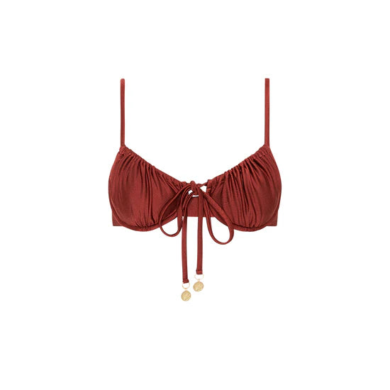 KULANI KINIS - RUCHED UNDERWIRE BRA BIKINI TOP (SWEET CINNAMON)