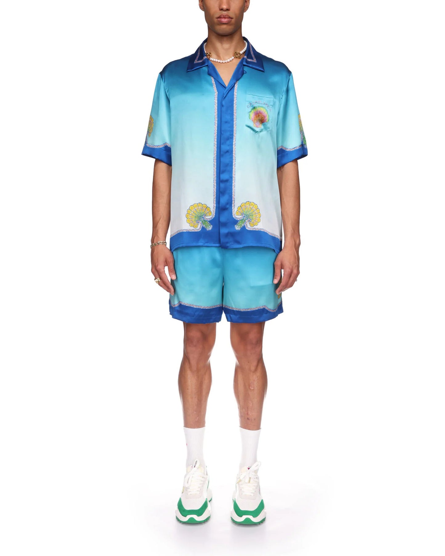 CASABLANCA Men's Coquillage Colore Silk Camp Shirt