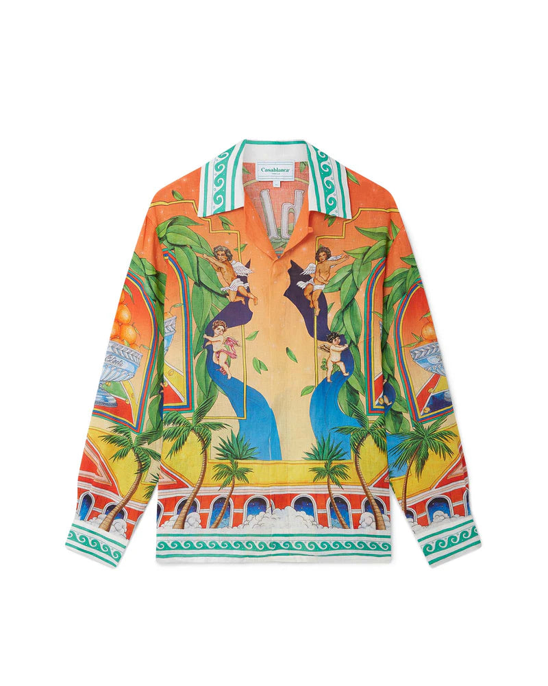 CASABLANCA Trophy Orange Linen Shirt