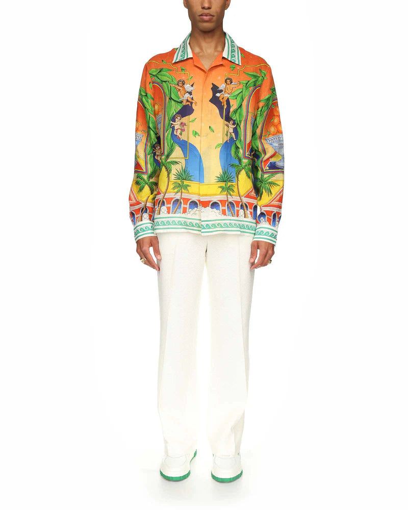 CASABLANCA Trophy Orange Linen Shirt