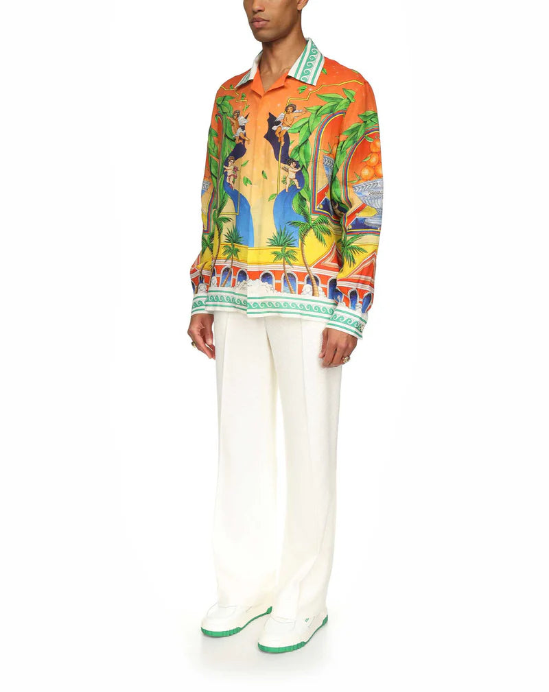 CASABLANCA Trophy Orange Linen Shirt