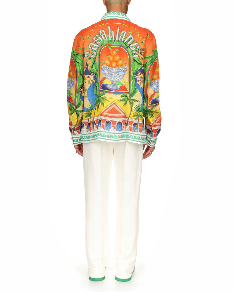 CASABLANCA Trophy Orange Linen Shirt