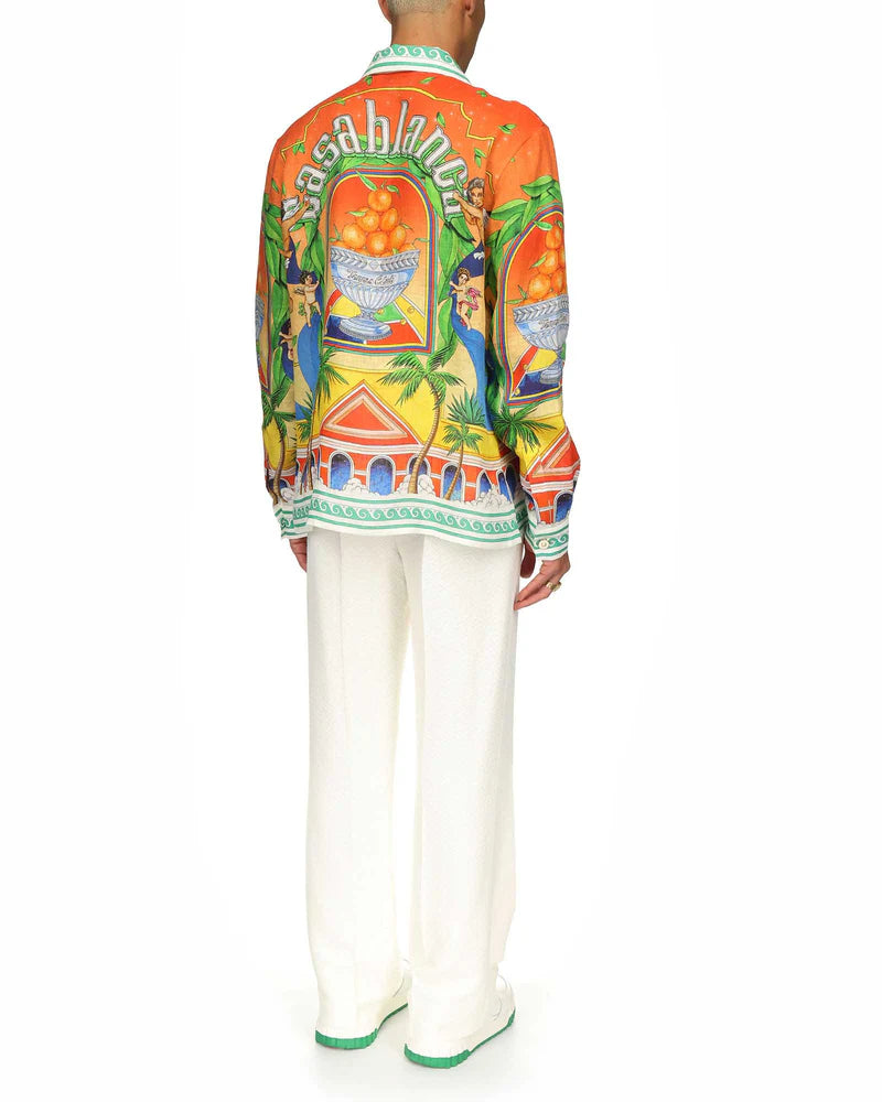 CASABLANCA Trophy Orange Linen Shirt